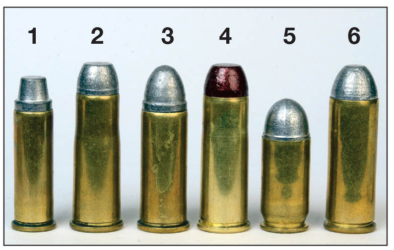 Mike’s most positive results with Trail Boss have come with these six cartridges: (1) .38 Special, (2) .38 WCF (.38-40), (3) .44 Special, (4) .44 WCF (.44-40), (5) .45 ACP and the (6) .45 Colt.